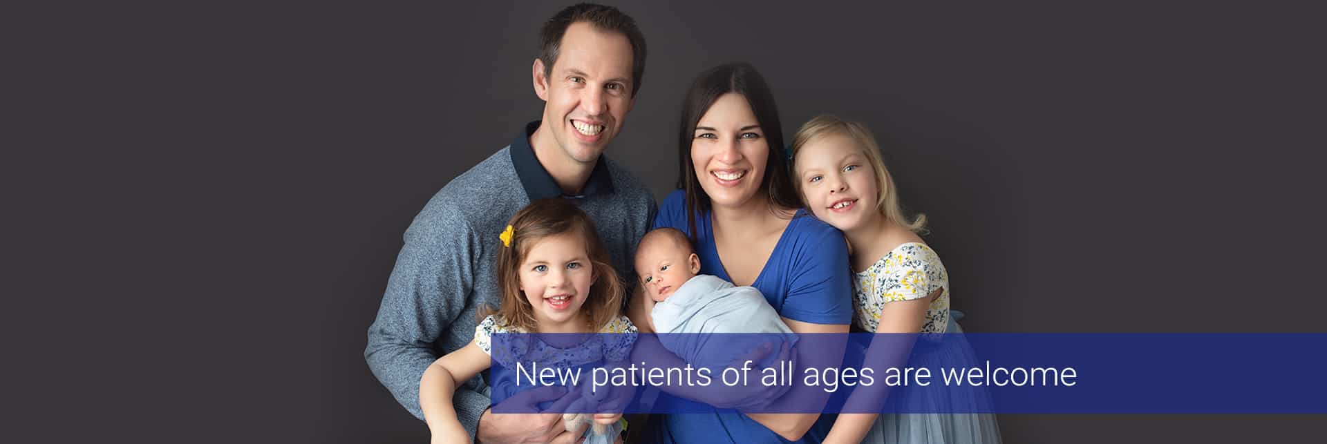 JVR Dental - banner image of family. New patients of all ages are welcome